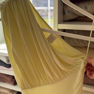 Helsa Light Yellow Asymmetrical Dress - Elegant One-Shoulder Styling